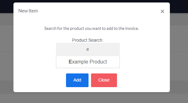 Pop up to add an extra product to the invoice